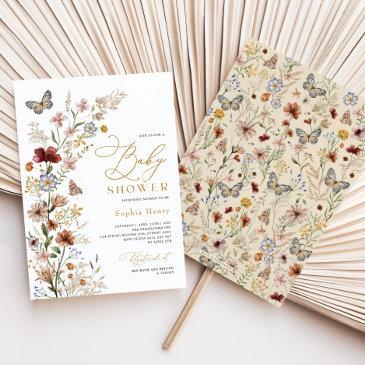 rustic boho wildflower garden baby shower invitation