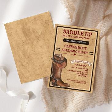 rustic boots western cowboy graduation invitation
