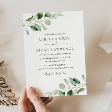 rustic botanical eucalyptus greenery wedding invitation