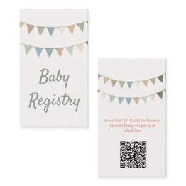 Small Rustic Bunting Baby Shower Qr Code Registry Invitations Front View