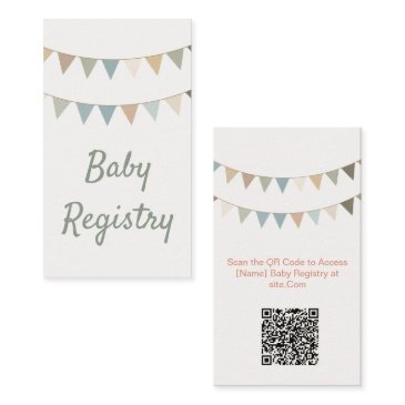 rustic bunting baby shower qr code registry invitations