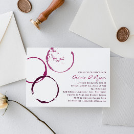 Small Rustic Burgundy Wine Stain Rehearsal Dinner Invitation Front View