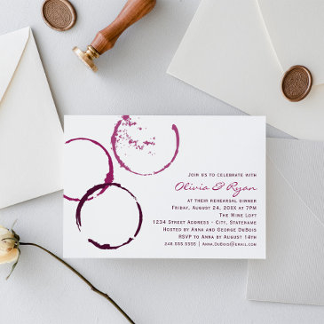 rustic burgundy wine stain rehearsal dinner invitation