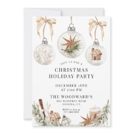 Small Rustic Christmas Holiday Party Invitation Front View