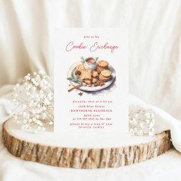 Small Rustic Cookie Exchange Christmas Party Invitation Front View