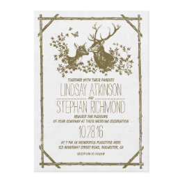 Small Rustic Country Wedding Invites With Deer Front View