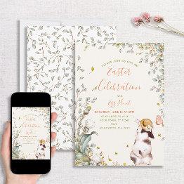 Small Rustic Easter Egg Hunt & Celebration Invitation Front View