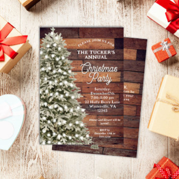 rustic elegance christmas tree christmas party invitation