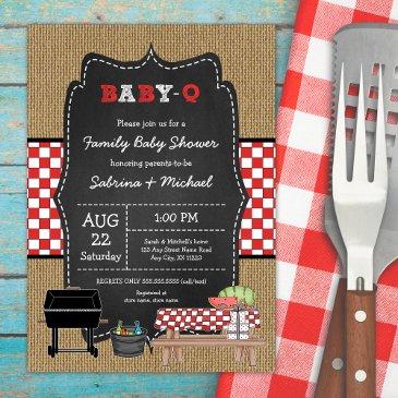 rustic family baby q shower invitation