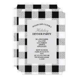 Small Rustic Farmhouse Black White Buffalo Plaid Party Invitation Front View