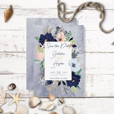 rustic floral beach nautical wedding save the date