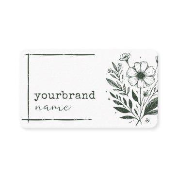 rustic floral boutique flower herbs drawing green business invitations