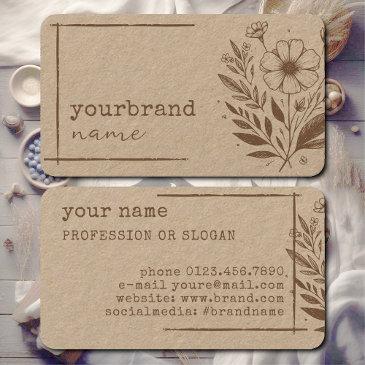 rustic floral boutique flower kraft paper beige business invitations