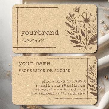 rustic floral boutique flower kraft paper beige business invitations