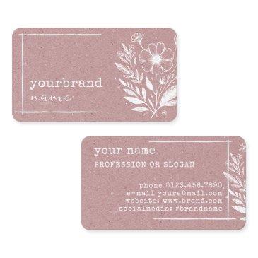 rustic floral boutique flower kraft paper rose business invitations