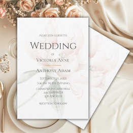 Small Rustic Floral Neutral Elegant Wedding Invitation Front View