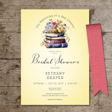 rustic floral new chapter begins yellow shower invitation