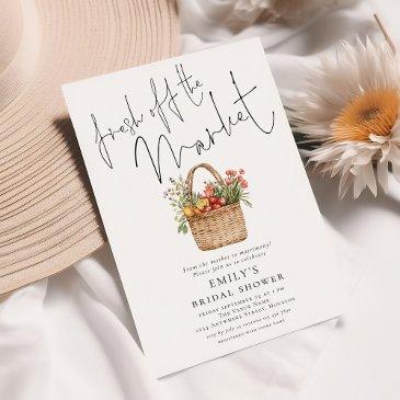 rustic fresh off the market script bridal shower invitation