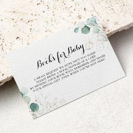 Small Rustic Gold Floral Baby Shower Book Request Enclosure Invitations Front View