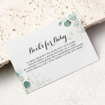 rustic gold floral baby shower book request enclosure invitations