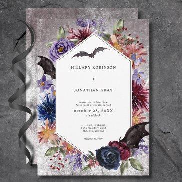 rustic gothic colors halloween wedding invitation