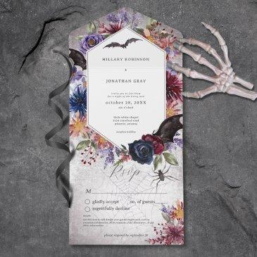 rustic gothic colors halloween wedding no dinner all in one invitation