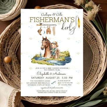 rustic hunter fisherman's derby baby shower invitation