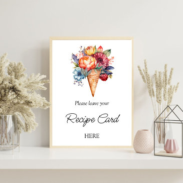 rustic ice cream bridal shower recipe request poster