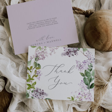rustic lilac thank you invitations