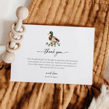 rustic mallard duck little duckling baby shower thank you invitations