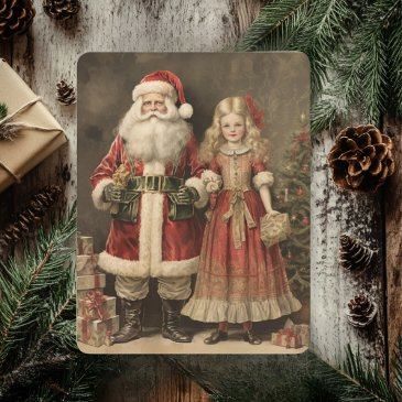 rustic merry christmas with santa clause holiday invitations