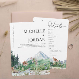 Small Rustic Mountain Wildflower | Boho Wedding Invitation Front View