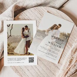 Small Rustic Photo Qr Code Wedding Invitation Front View
