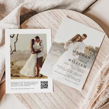 rustic photo qr code wedding invitation