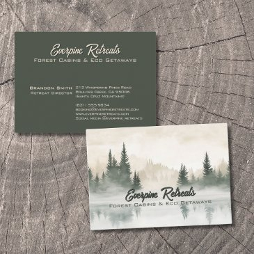 rustic pine forest watercolor nature landscape business invitations