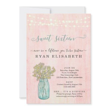 rustic shabby chic surprise sweet sixteen party in invitation