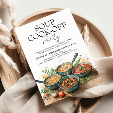 rustic soup cook-off potluck party invitation