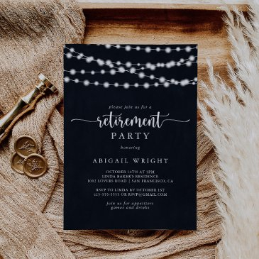 rustic string lights retirement party invitation