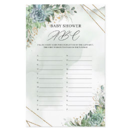 Small Rustic Succulents Greenery Gold Baby Shower Abc Front View