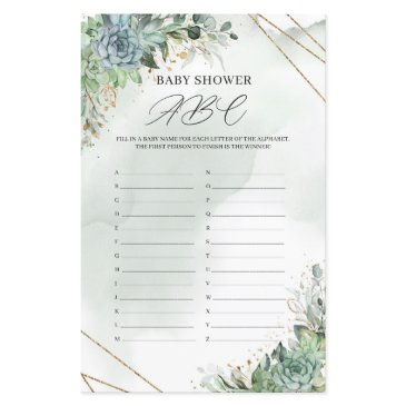 rustic succulents greenery gold baby shower abc