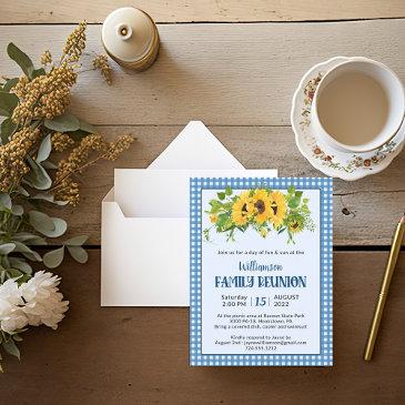 rustic sunflowers family reunion invitation