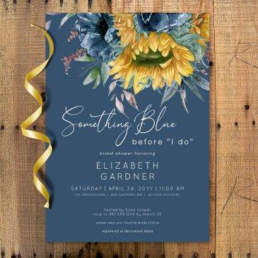 rustic sunflowers something blue bridal shower invitation