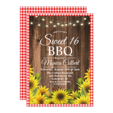 rustic sweet 16 bbq sunflower invitation