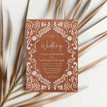 rustic terracotta mexican wedding invitation