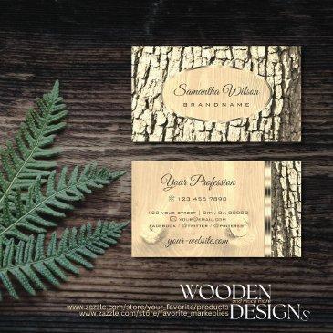 rustic tree bark light wood grain oval gold border business invitations