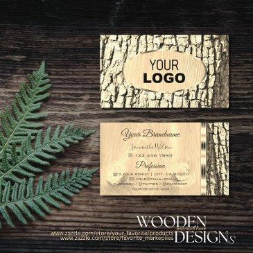 rustic tree bark oval gold border wood grain logo business invitations