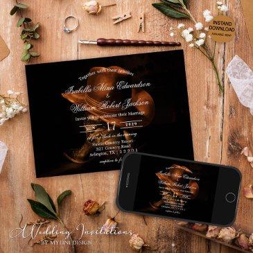 rustic vintage cowboy boots western wedding invitation