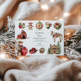 Small Rustic Western Christmas Invitation Front View
