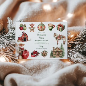 rustic western christmas invitation