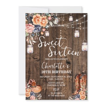 rustic western sweet sixteen invitation